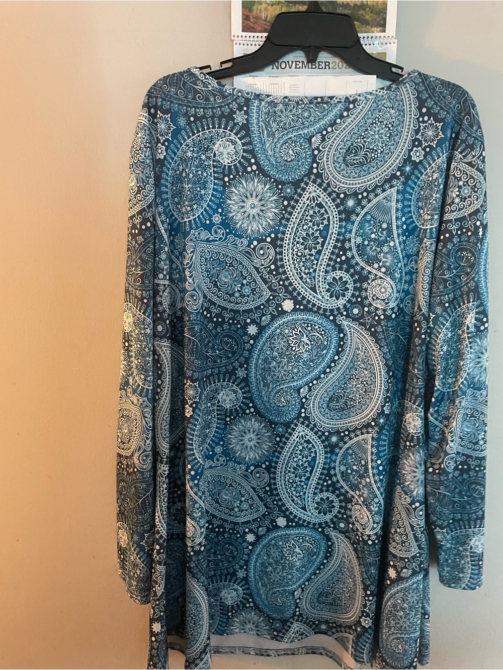 Women’s Blue Paisley Long Sleeve Top